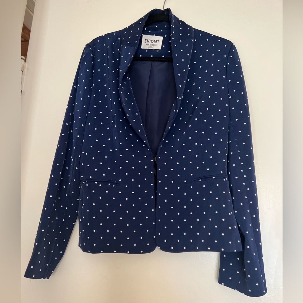 EVIDNT navy/white polka dot blazer